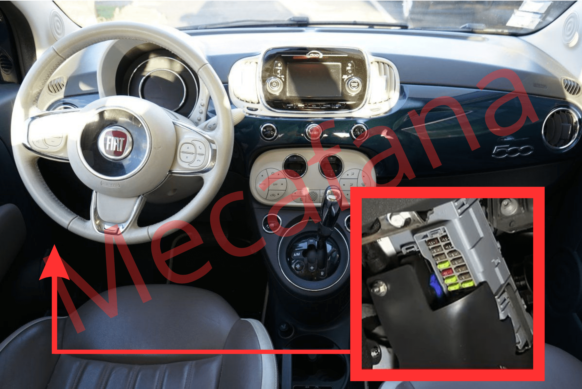 Guide de la boite à fusible Fiat 500/500c (schéma)